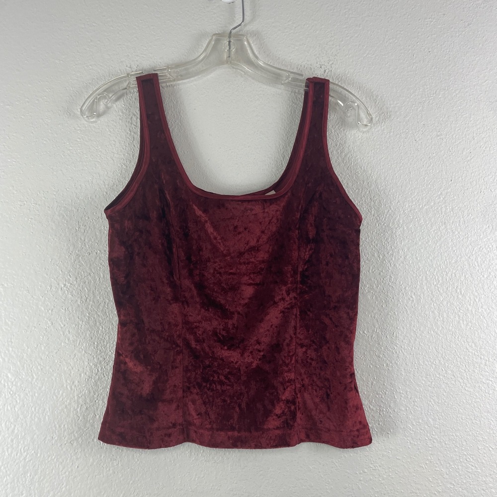 Victoria's Secret Vintage Crushed Velvet Tank Top Small Red 90s Y2K Grunge Goth